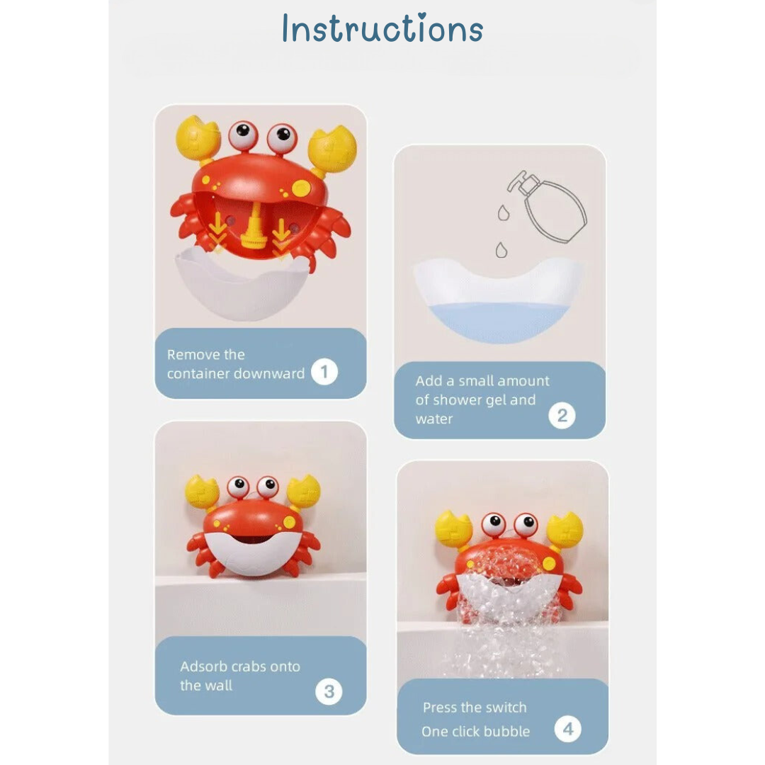 Bubbly Crab Bath Toy - Colorful Crab Creates Endless Bubbles with Safe Materials and Fun Tunes for Kids' Bath Time