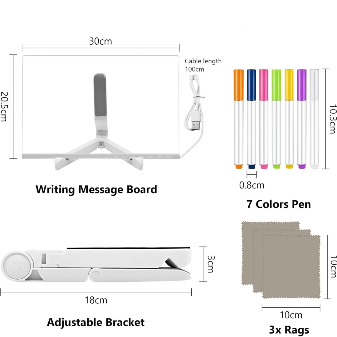 GlowBoard: LED glowing board for kids' creative drawings, includes colorful markers and adjustable stand