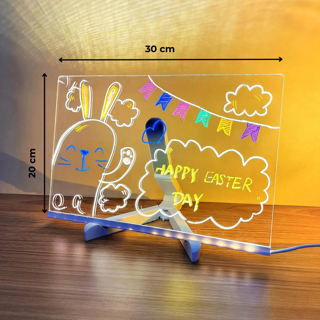 GlowBoard: LED glowing board for kids' creative drawings, includes colorful markers and adjustable stand