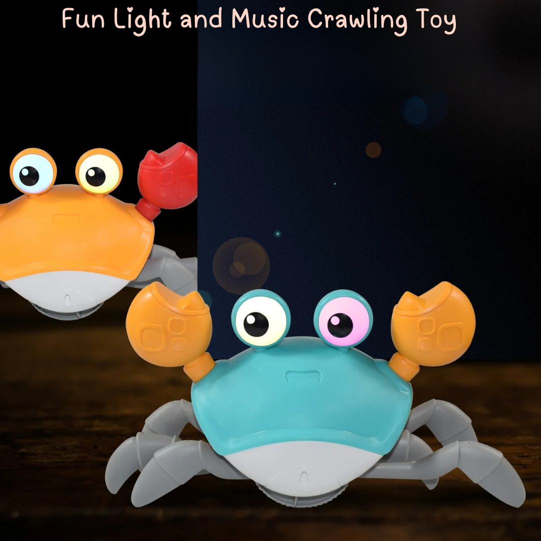 Jolly Crab: A vibrant, waterproof crab toy with obstacle-avoidance technology, interactive lights, and sounds, perfect for bath time and play.