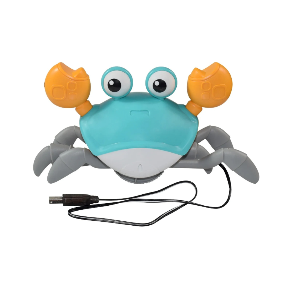 Jolly Crab: A vibrant, waterproof crab toy with obstacle-avoidance technology, interactive lights, and sounds, perfect for bath time and play.