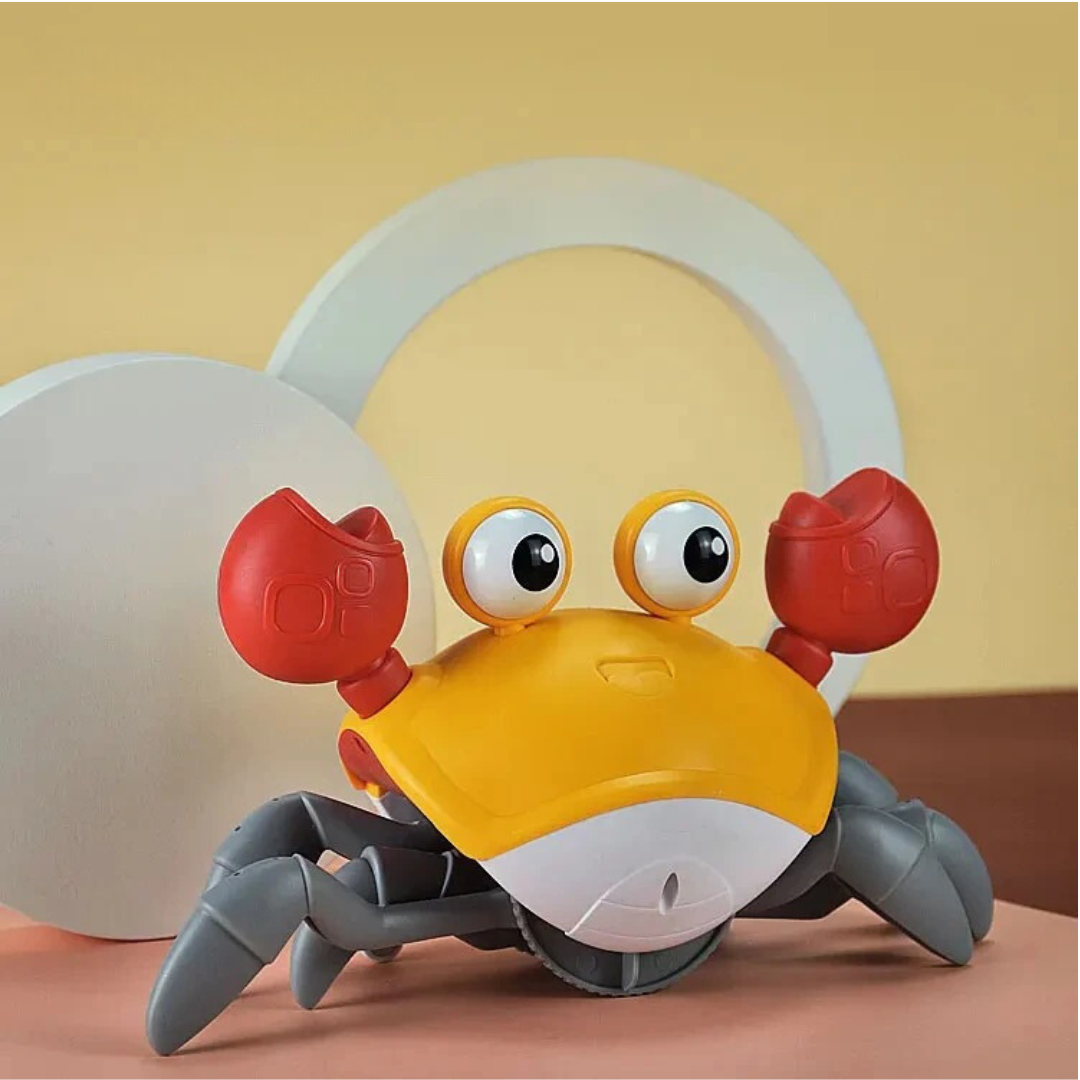 Jolly Crab: A vibrant, waterproof crab toy with obstacle-avoidance technology, interactive lights, and sounds, perfect for bath time and play.