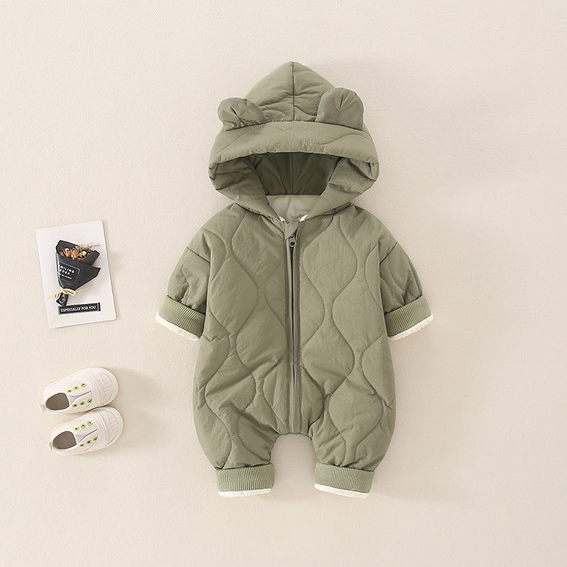 Warm Baby Jumpsuit with teddy bear hood – Ideal for extra insulation and style during colder days