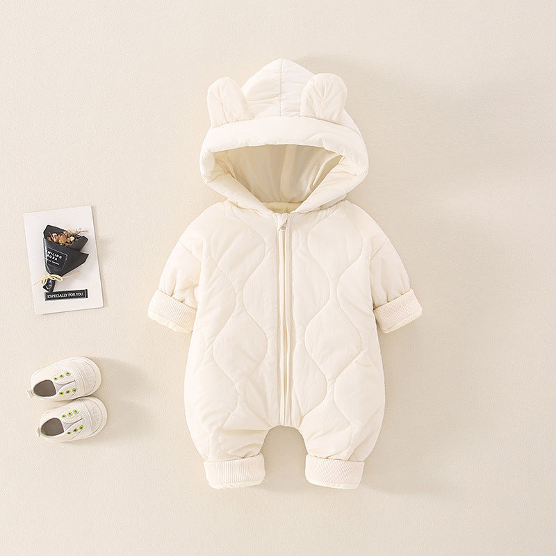 Warm Baby Jumpsuit with teddy bear hood – Ideal for extra insulation and style during colder days