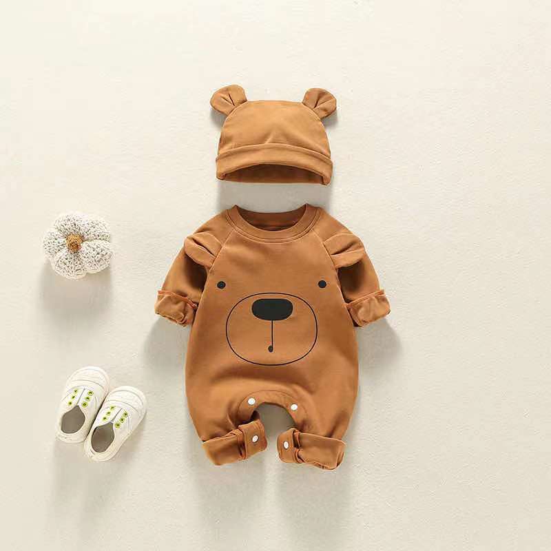 Cozy Bear Costume Baby Jumpsuit with bear ears – Perfect for keeping your little one warm and stylish