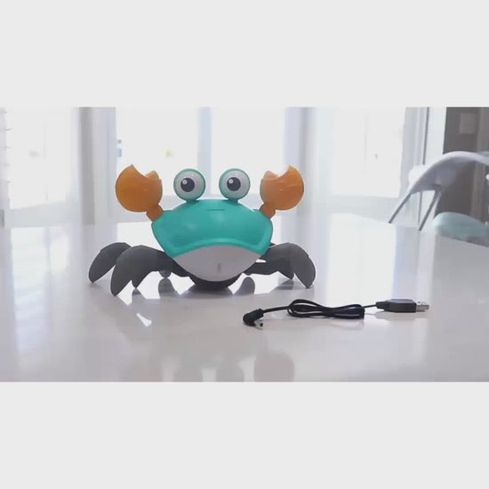 Jolly Crab: A vibrant, waterproof crab toy with obstacle-avoidance technology, interactive lights, and sounds, perfect for bath time and play.