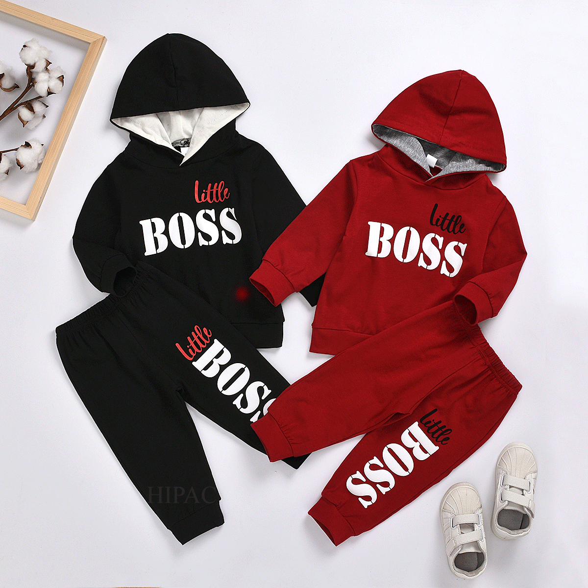 Stylish baby jogger set featuring a hoodie and jogger pants, available in two colors, ideal for a cool and casual look with added comfort for active play